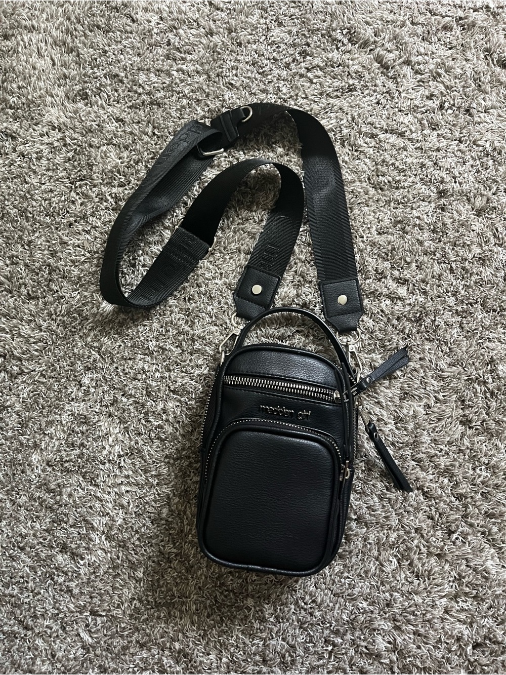 Madden Girl Black Leather Crossbody Bag